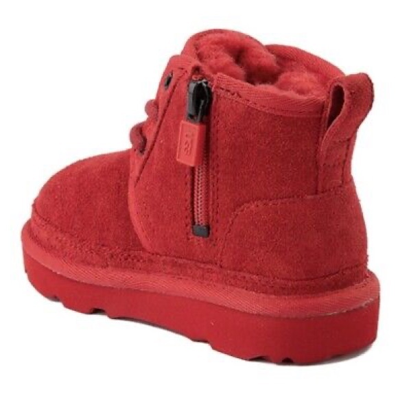 UGG Shoes Toddler 8 Neumel II Lace Up / Zip Deep Red Winter Booties - Picture 3 of 10